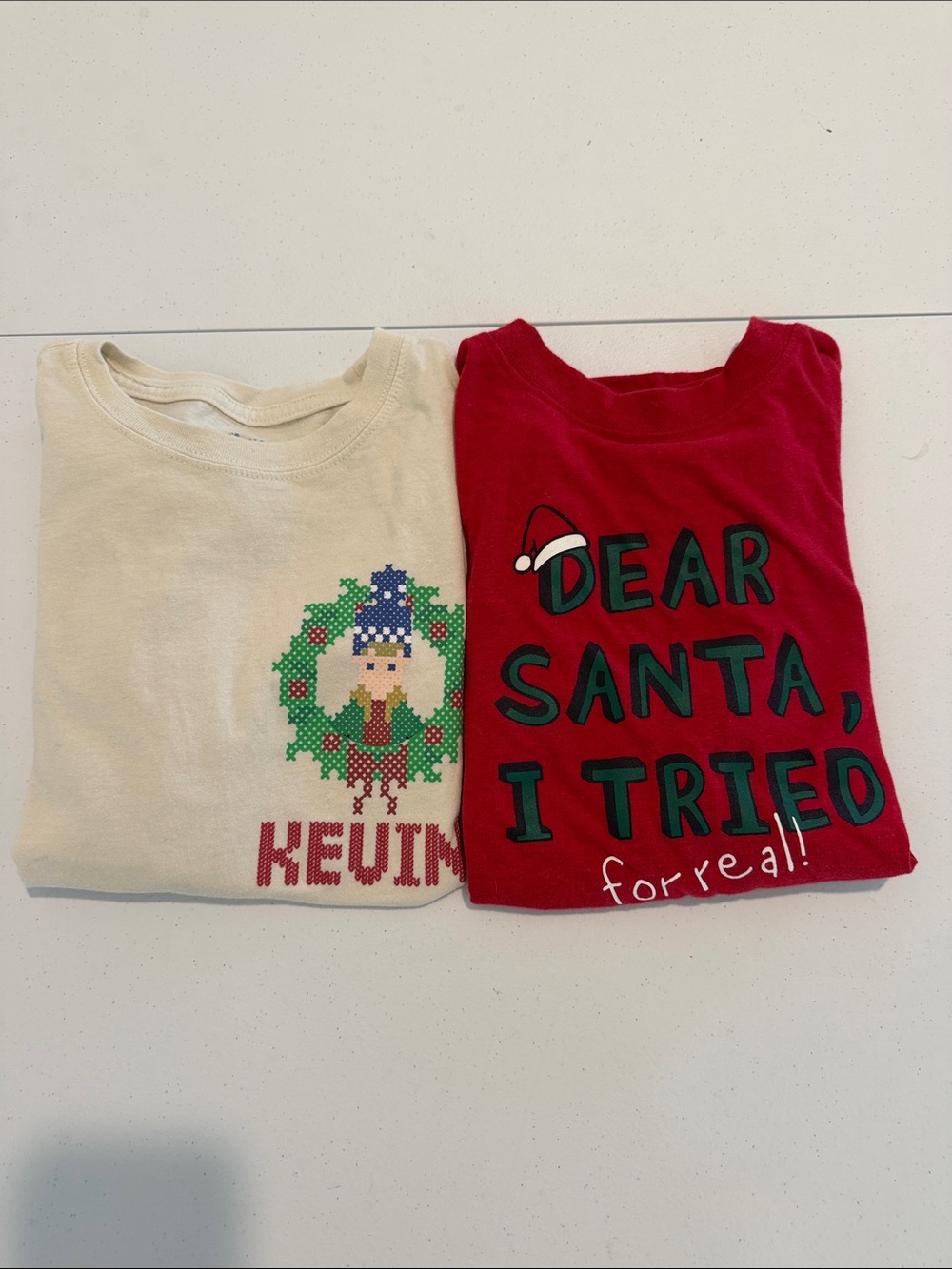 Lot of 2 Christmas Themed Boys Kids Long Sleeve Tees size medium (8)